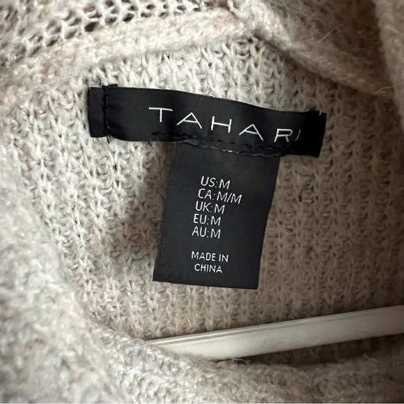 Tahari Womens Turtleneck Sweater Beige Tan Ribbed Knit Neutral Coastal Medium - Picture 5 of 7